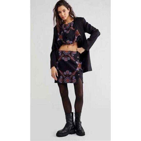 Free People -Sardinia Sun Embroidered Cutout Minidress Size 2 - Picture 2 of 8